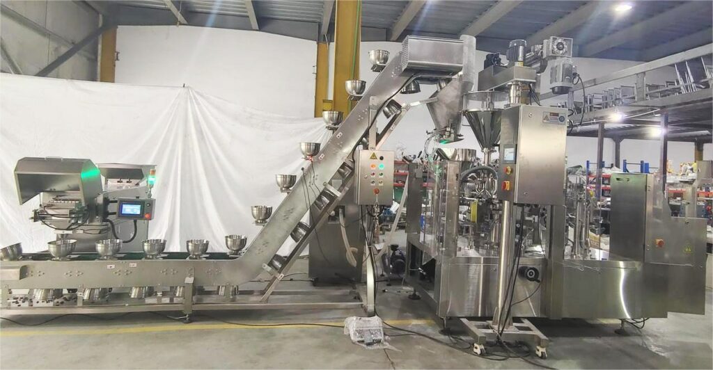 Rotary bag packaging system show for powder tablets packaging