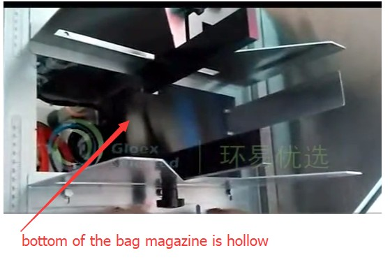 The bottom of the bag magazine(feeder) is hollow